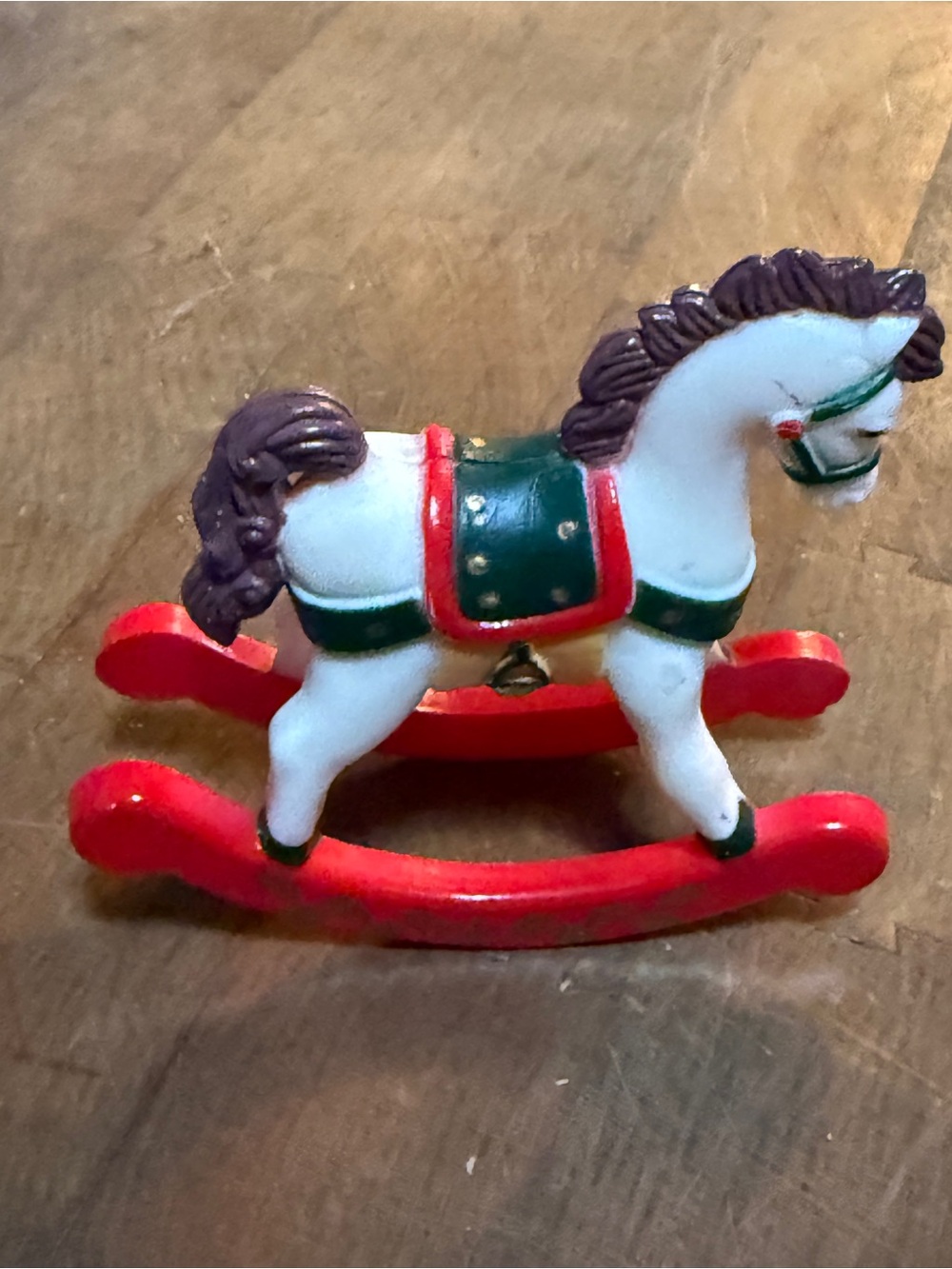 Christmas Holiday Vintage White Rocking Horse by Reed Gold Holly